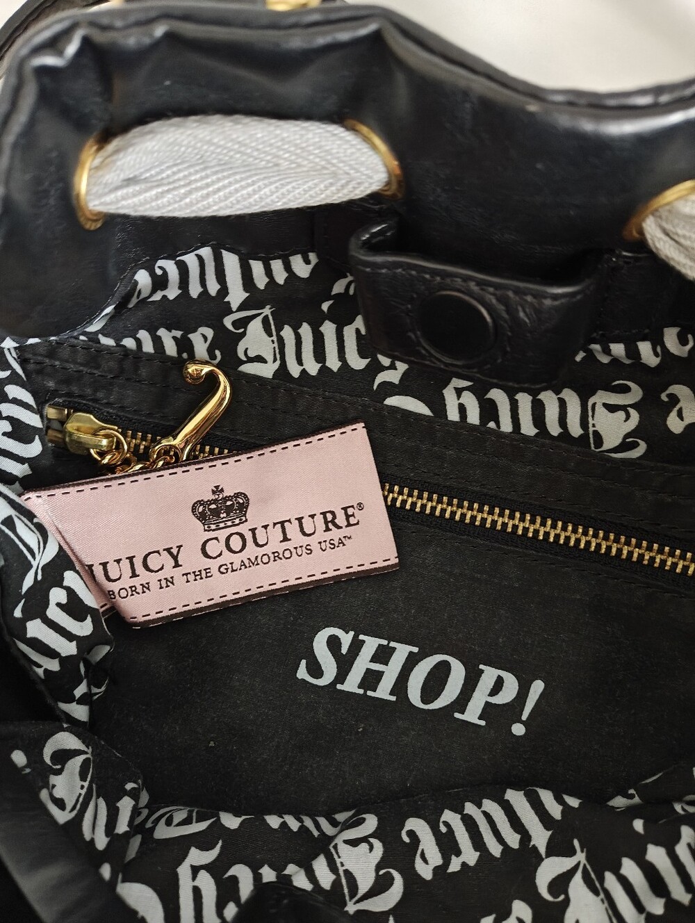 Vintage Juicy Couture Black & Grey Velour, Leather & Sequin Daydreamer Handbag - Picture 10 of 14